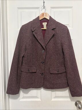 Vintage L.L. Bean Women's Maroon Tweed Blazer